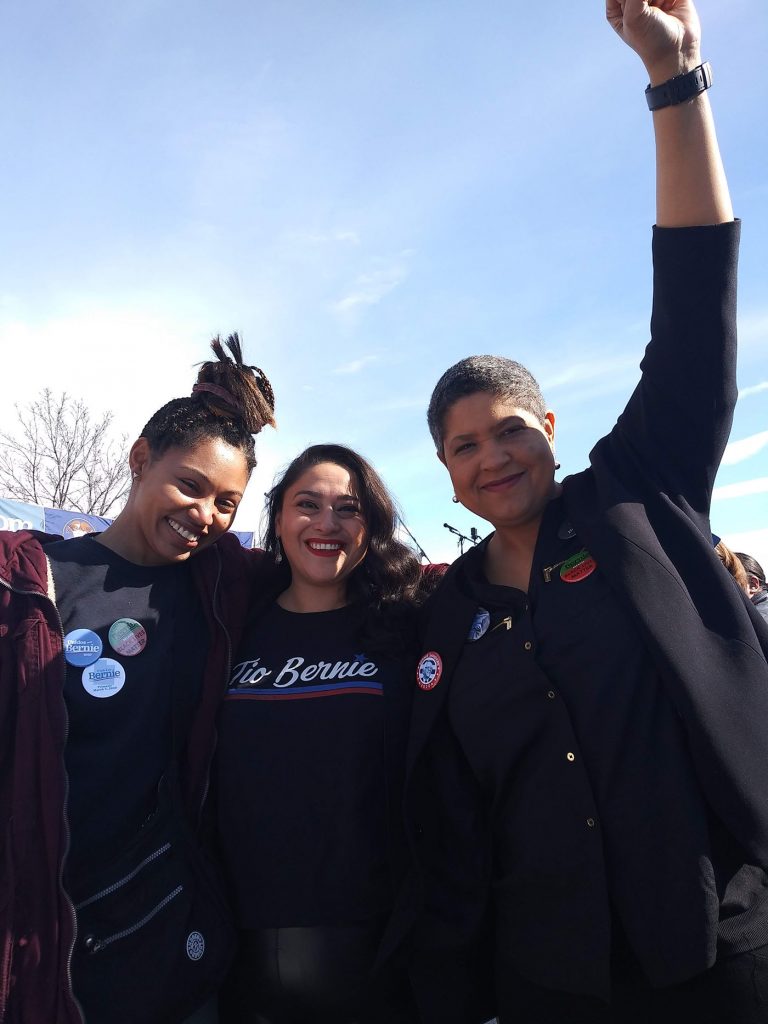 (L–R) Black Lives Matter Utah volunteers Rae Duckworth, Rosalba Dominguez and Lex Scott.