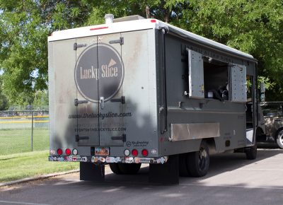 The Lucky Slice Pizza-mobile supplied the food for hungry racers.