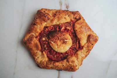 The "Heirloom In the Sea" galette, featuring Seahive Cheese from Beehive Cheese Co.