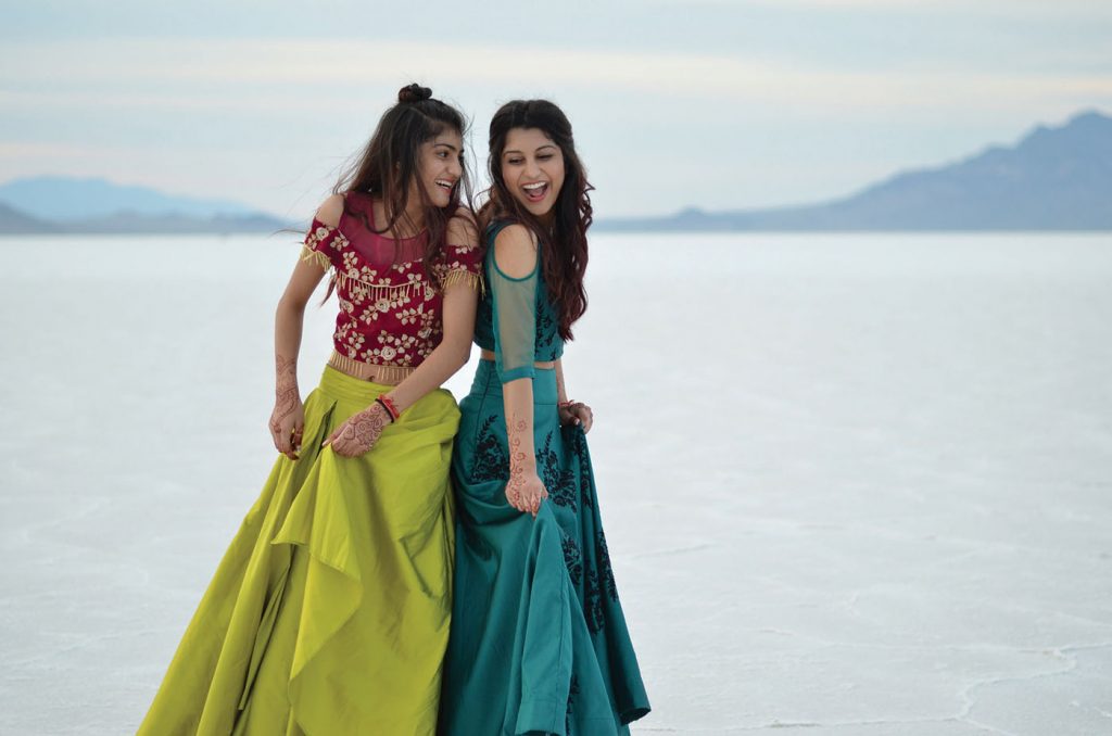 (L–R) Amishi and Aarushi Rohaj merge Western and Indian culture together through their Bollypop music stylings.