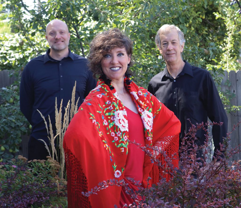 (L–R) Jake Abbott, Katie Sheen-Abbott and Sandy Meek take cues from each other in their subtly improvised and balanced performances as Flamenco Del Lago.