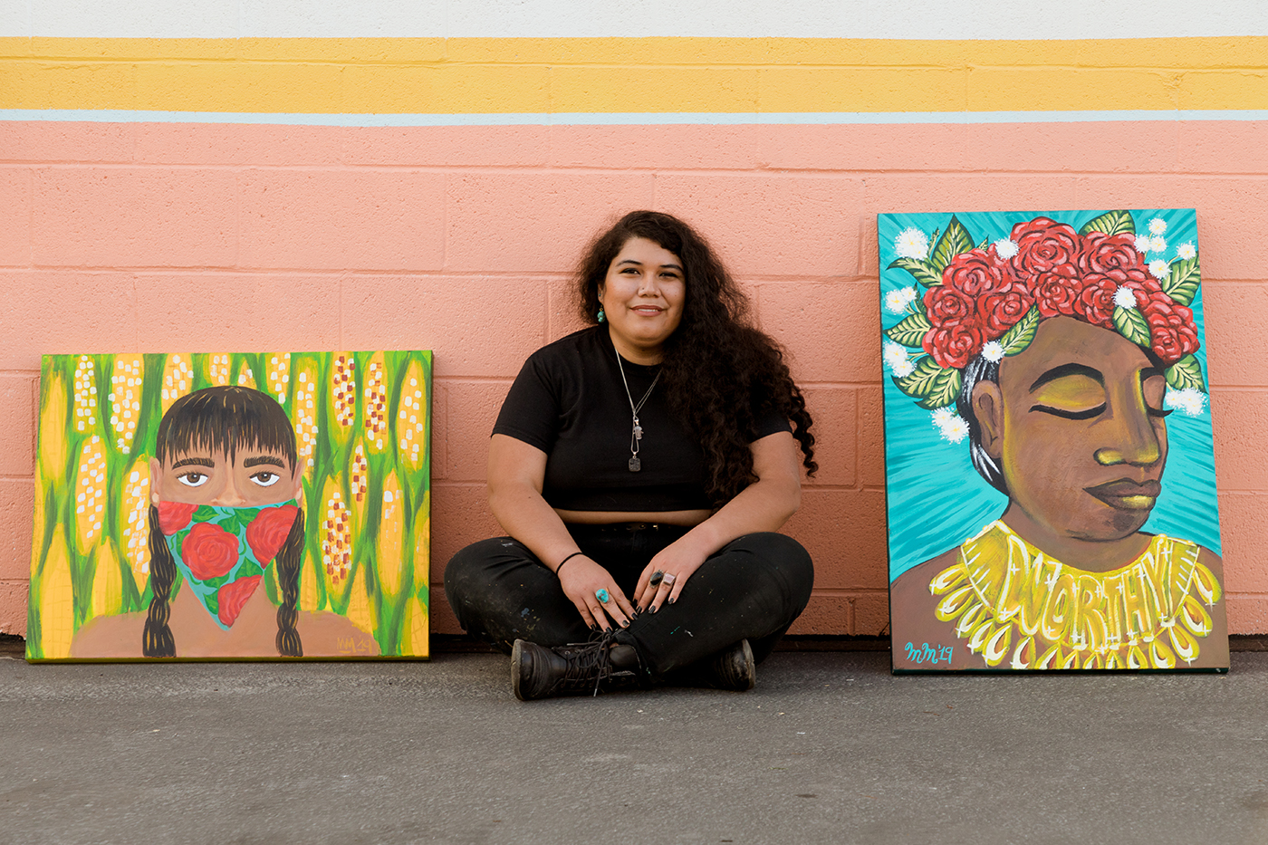 When creating, Mariella Mendoza strives to nd a happy medium between colorful imagery that still communicates the challenges they face in life.