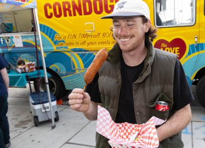 The face of someone about to enjoy a World's Best Corndog.