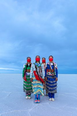 With the help of his two daughters, Erin and Dion Tapahe, and their friends JoAnni and Sunni Begay, the group made a trip to the Bonneville Salt Flats for a photoshoot.