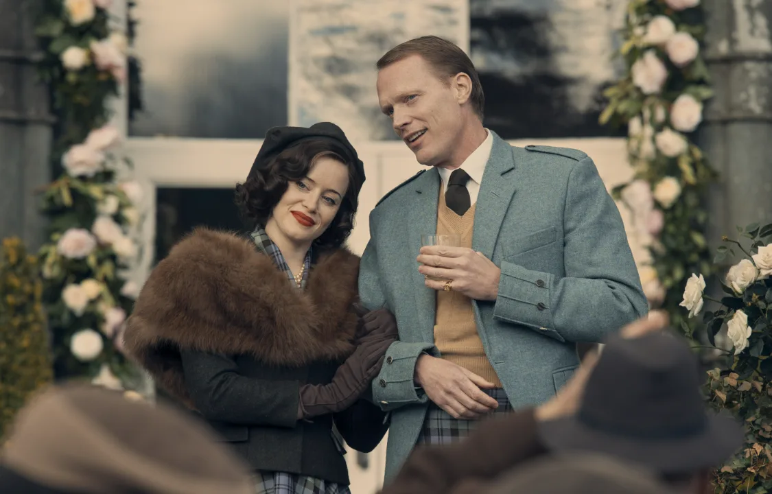Still of Claire Foy and Paul Bettany in A Very British Scandal