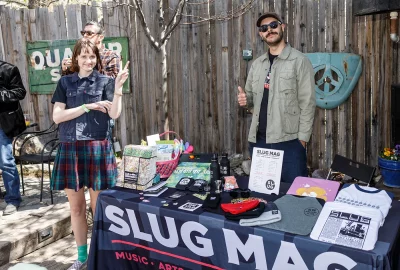 Ellie and Events Assistant Nick Zunkowski at the SLUG Mag booth.
