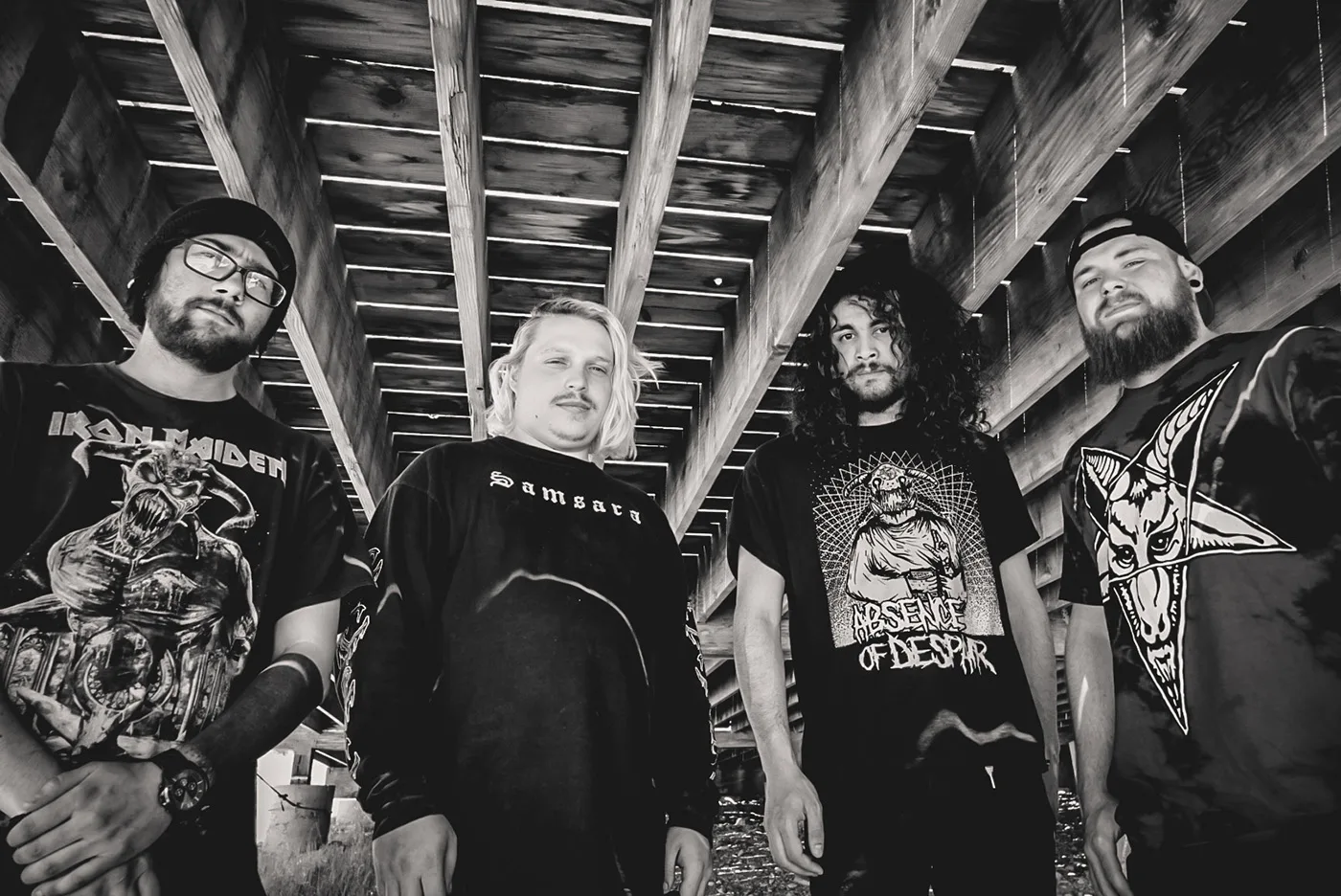 (L–R) As In Your Grave, Jason Densmore, Collin Anderson, Jose Bardales and Mason Hollinger of In Your Grave