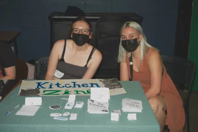 (L–R) Tilda Wilson and Claire Stucki with Kitchen Zines.