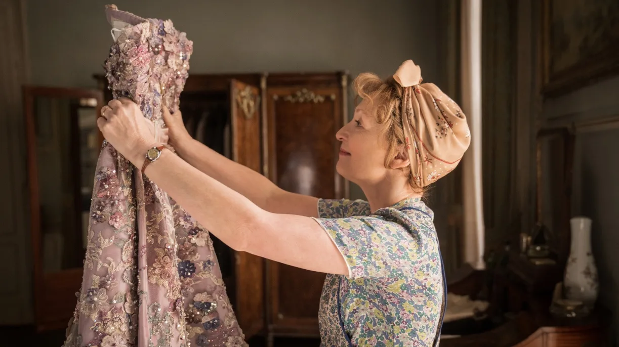 Still of Lesley Manville in Mrs. Harris Goes To Paris