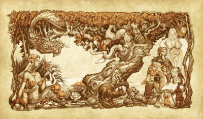 M. Scott Hammond, The Reader, Pen and Ink with Digital Color, 2019