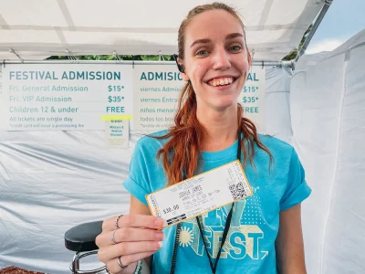 Haley Devries with an admission ticket. (Photo: @clancycoop)
