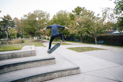 Over time, Pushing Ahead built relationships with local skate shops and were able to install donation boxes at their shops for old skate parts and take those parts to workshops.