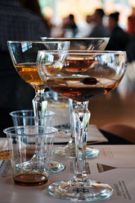 All three versions of the Manhattan cocktail—rye, blended and bourbon whiskey. Photo: Lexi Kiedaisch