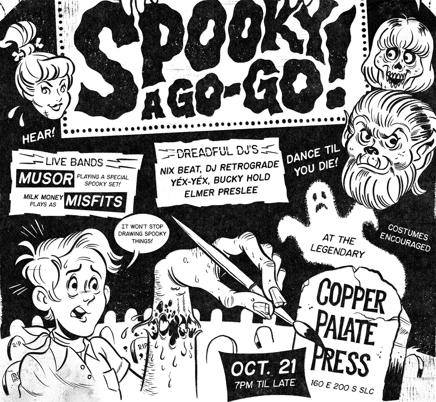 Constantly buzzing with events and gallery shows, on Oct. 21, Copper Palate is featuring an event hosted by Robin Banks, Spooky Ago-Go, aimed at reviving the retro, weird and gimmicky aspect of Halloween.