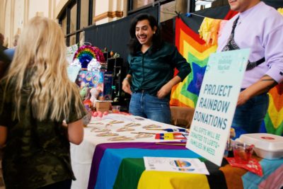 The representatives at the Project Rainbow booth were excited to talk to people about the gift drive for LGBTQ+ families.