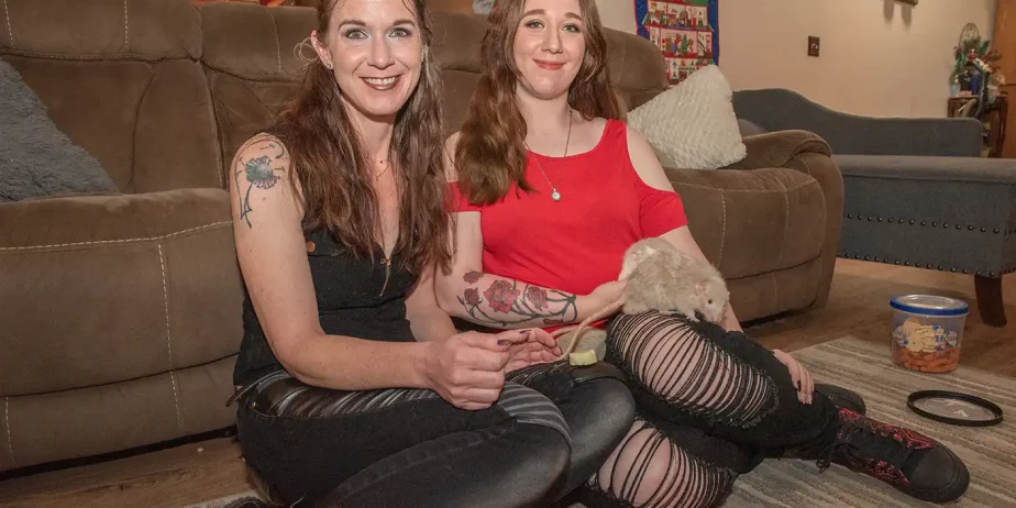 (L–R) Julie and Aislynn Smith started Scrat Pack Rattery in 2020 with the goal of rehabilitating rats’ bad raps.
