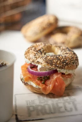A classic on the menu is the Lox & Loaded ($10.00) that comes with house-cured, responsibly sourced Gravlax, red onions, capers, lemon juice and cream cheese on the bagel of your choosing.