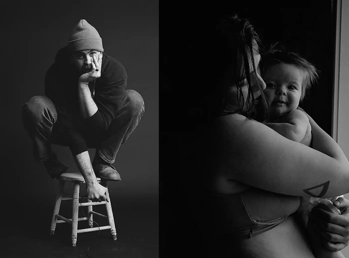 Warner Grandfield's photos of his wife and baby throughout her pregnancy and his child’s early life illuminate the flaws of the U.S.’s maternity leave system. (Right photo: Warner Grandfield. “Untitled,” BNW Film + Leica MP, August 2022.)