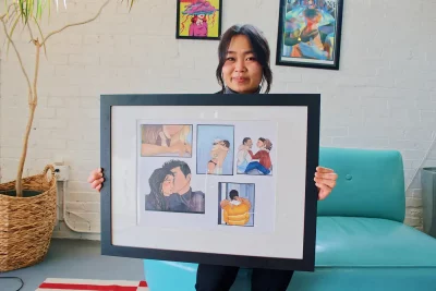 “It was eye opening to see the response in the community [and to have] so many people come up to me and ask me about my pieces,” says Aphayrath of her recent art show, entitled P.S. Love Mel. 