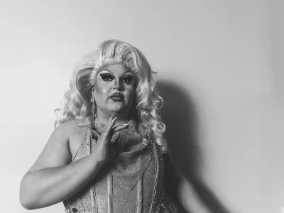 A queen in the making, Mari Cona is not yet fully realized—she’s working toward an old-school drag look. “I’m not unhappy [with] where I’m at now,” she says, “but I definitely see myself going bigger: hip pads, bigger makeup, bigger hair. I really just want to take it to that level.” (Photo: Bonneville Jones)