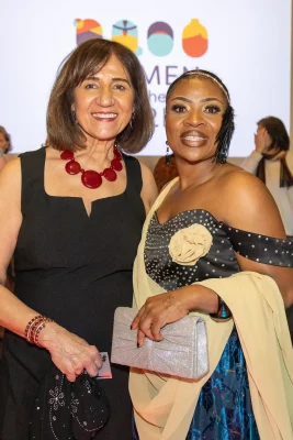 L–R Bahati and Salima celebrated with a photo after the fashion show. Bahati appreciates how Women of the World help everyone regardless of their background. Photo: John Barkiple