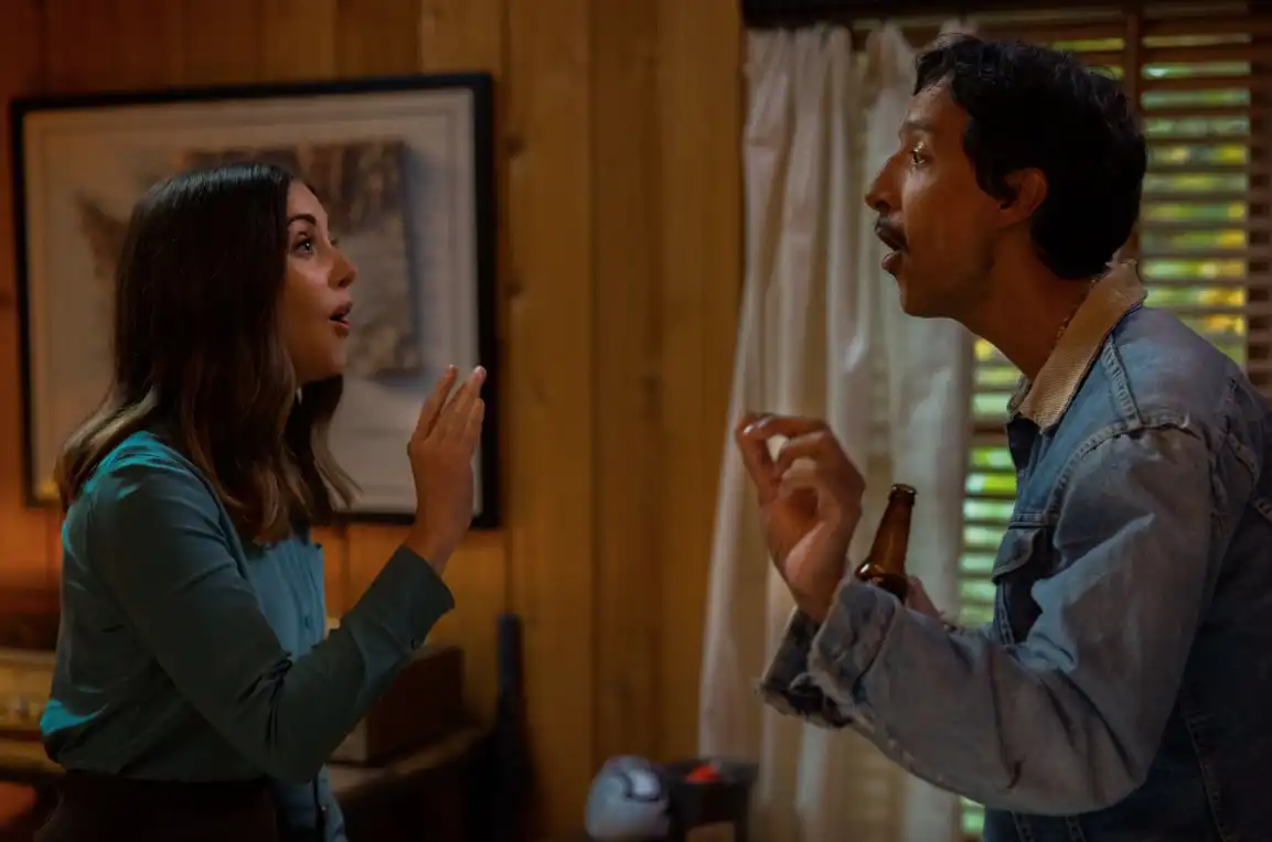 Still of Alison Brie and Danny Pudi from the film Somebody I Used To Know.