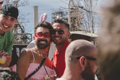 Two people posing and smiling for the camera.