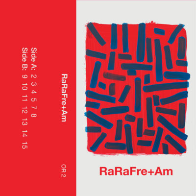 RaRaFre+Am's On Repeat Recordings album art has blue streaks mingle in a red square on a white background. Photo courtesy of On Repeat Recordings.