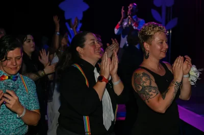 Everyone attending Queer Wonderland enjoying their time learning a dance together. Photo: Em Behringer
