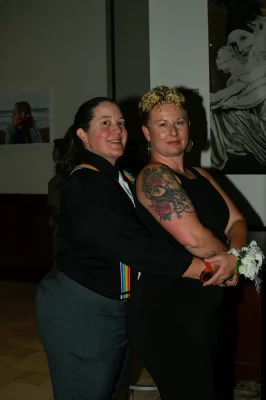 Valerie Jewkes and Chanda Beardoll with their traditional prom pose. Photo: Em Behringer