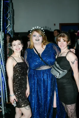 Three friends, Zoee Brumbough, Aurora Gage and Cara Gage, enjoying the company and atmosphere of Queer Wonderland. Photo: Em Behringer