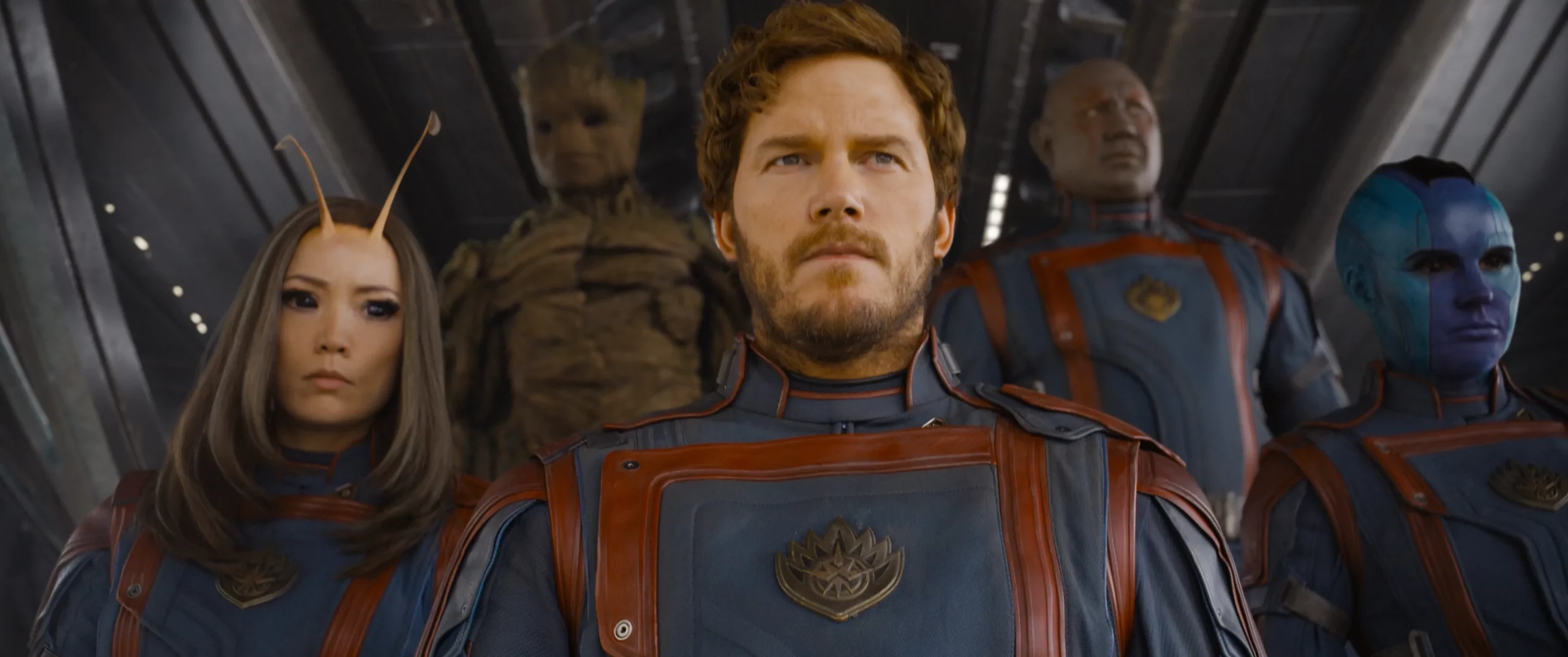 Starlord and team look out triumphantly. Photo courtesy of Marvel Studios.