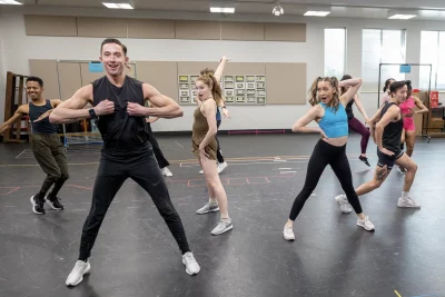 Actors prepare for Pioneer Theatre Company's production of The Prom. 