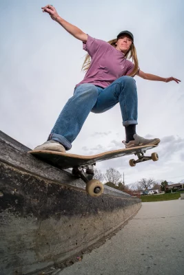Cassidy Andersen performing a backside crooked grind.