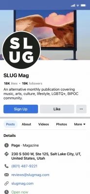 SLUG Facebook Screenshot