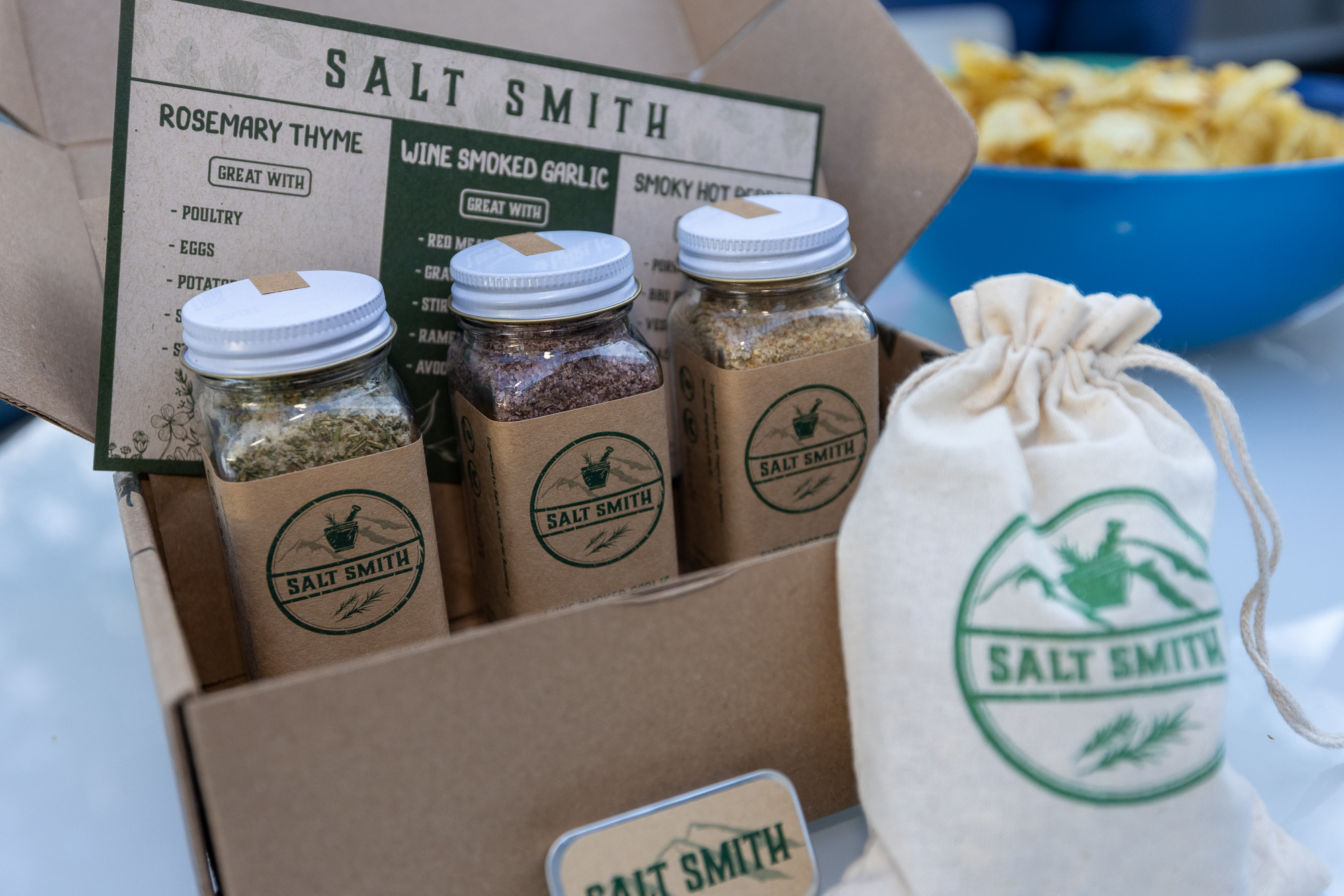 Salt Smith’s three primary salt blends are pictured together.