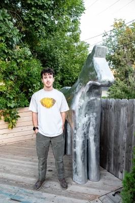 Jake Reedy and his horse sculpture. 