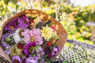 A bouquet of flowers from Little Gay Garden.