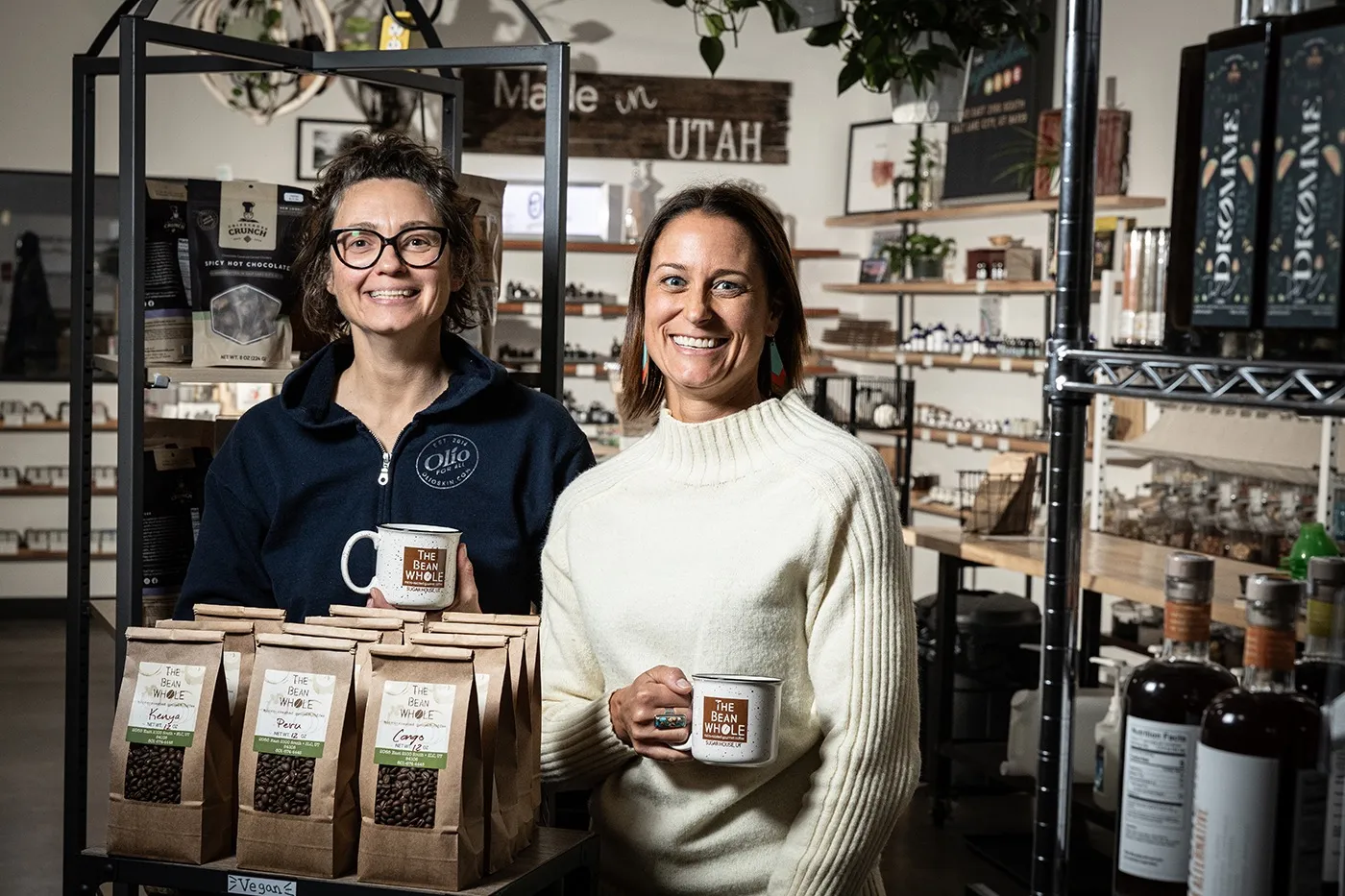 (L–R): Jennifer Williamson and Tiffany Rainwater stand in The Neighborhood Hive marketplace.