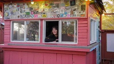 Choe Monson sits in the ticket booth at Kilby Court.