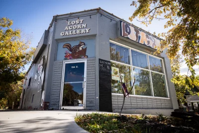 The exterior of Lost Acorn Gallery.