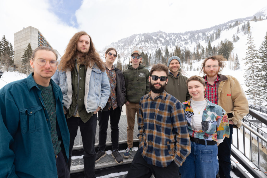 Slow Potion band poses in Utah mountains