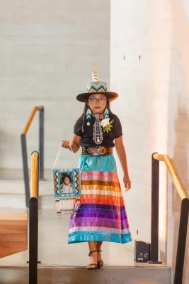 Logan-based Indigenous designer Codijo Chebon Yazzie used a photo of Afa Ah Loo in his intricate beaded purse. Photo: Logan Sorenson