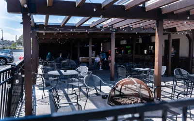 The dog-friendly patio at The Watershed Pub & Kitchen.