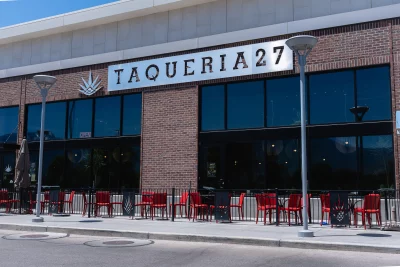 The dog-friendly patio at Taqueria 27.