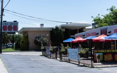 The dog-friendly patio at A Bar Named Sue