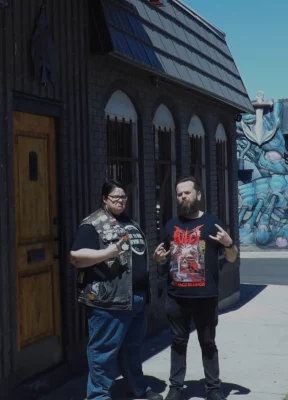 Tib Hartman and Brandon Cromer outside of Aces.
