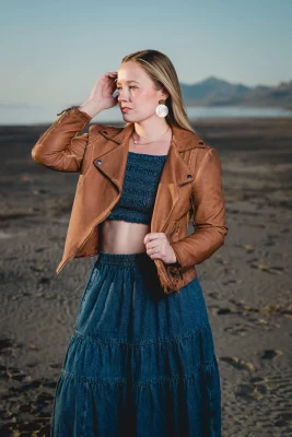 Utah singer-songwriter Emily Hicks poses by the Great Salt Lake.