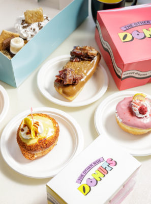 Varying donut flavors offered by The Other Side Donuts.