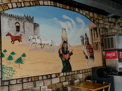 A mural at O'Falafel Etc.